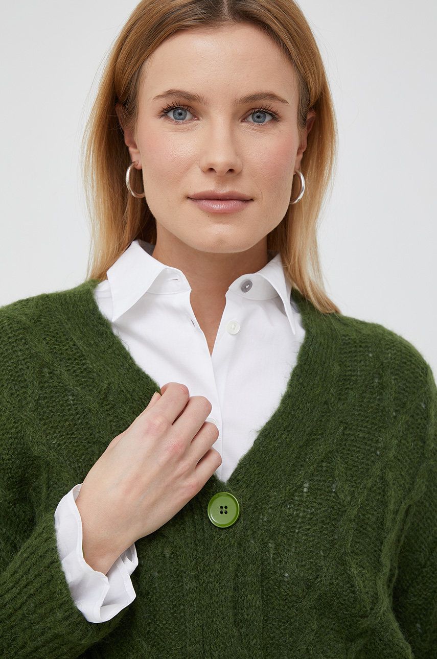 United Colors of Benetton cardigan din amestec de lana femei, culoarea verde, light