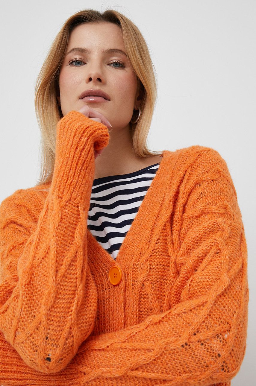 United Colors of Benetton cardigan din amestec de lana femei, culoarea portocaliu, light Pret Mic amestec imagine noua gjx.ro