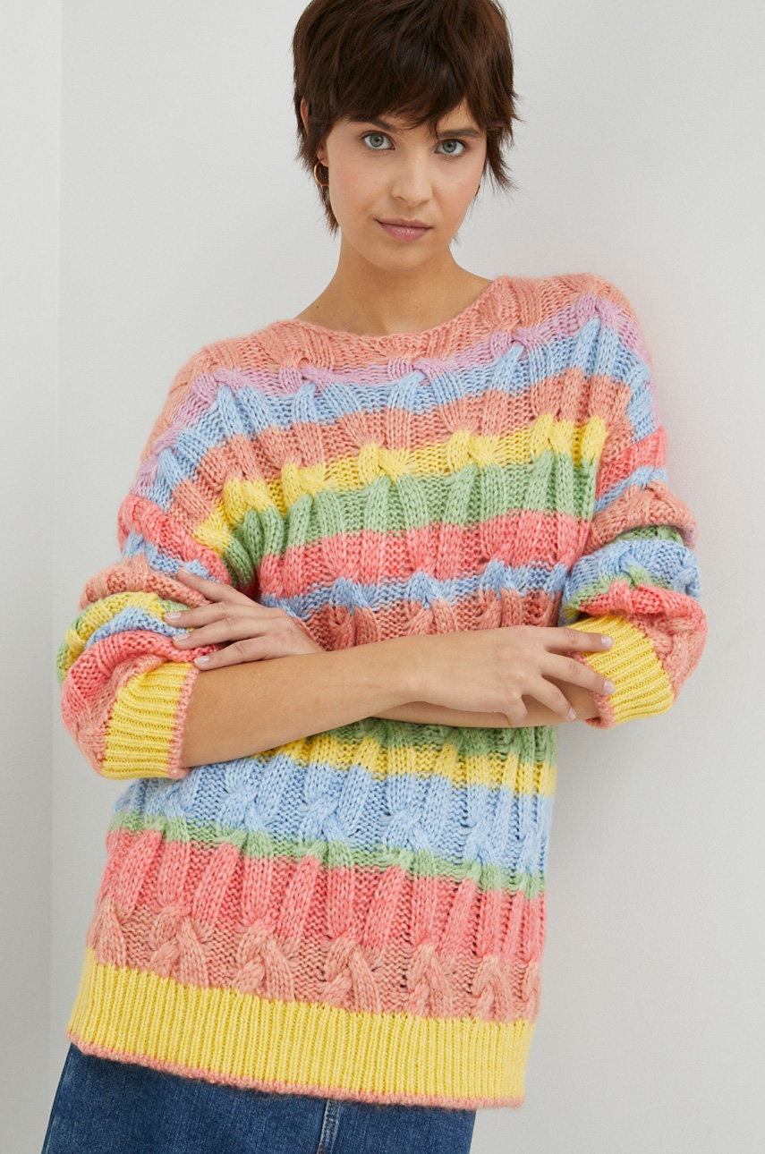 

Пуловер с вълна United Colors of Benetton дамски в розово, Розов