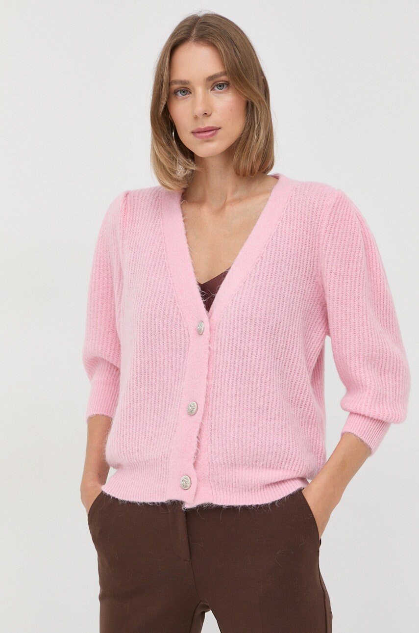 Morgan cardigan din amestec de lana femei, culoarea roz, light