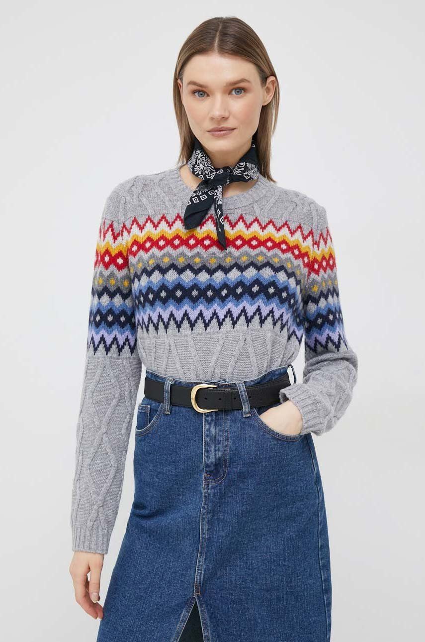 United Colors of Benetton pulover de lana femei, culoarea gri answear.ro