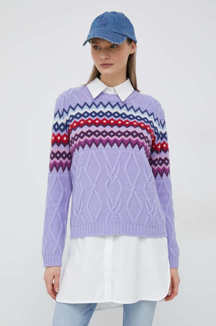 

Шерстяной свитер United Colors of Benetton женский цвет фиолетовый
