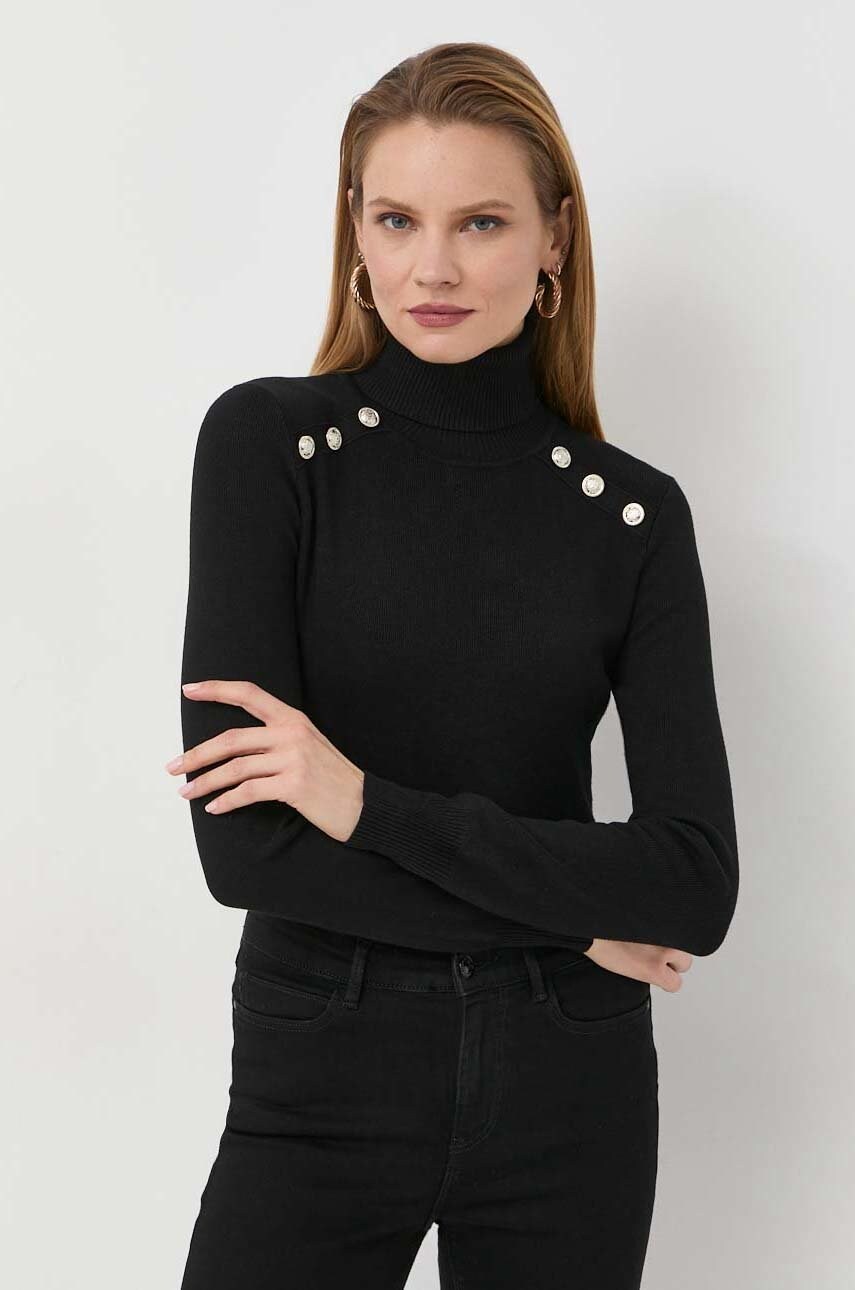 Morgan pulover femei, culoarea negru, light, cu guler