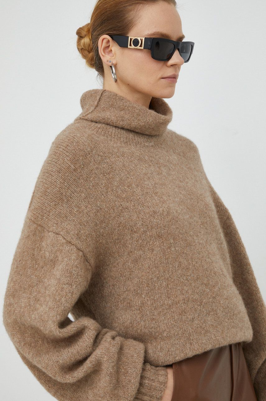 By Malene Birger pulover de lana Camone femei, culoarea maro, călduros, cu guler answear.ro imagine noua gjx.ro