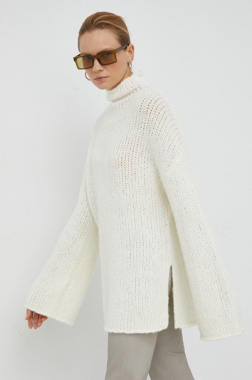 By Malene Birger pulover de lana Amin femei, culoarea bej, călduros, cu turtleneck Amin imagine noua