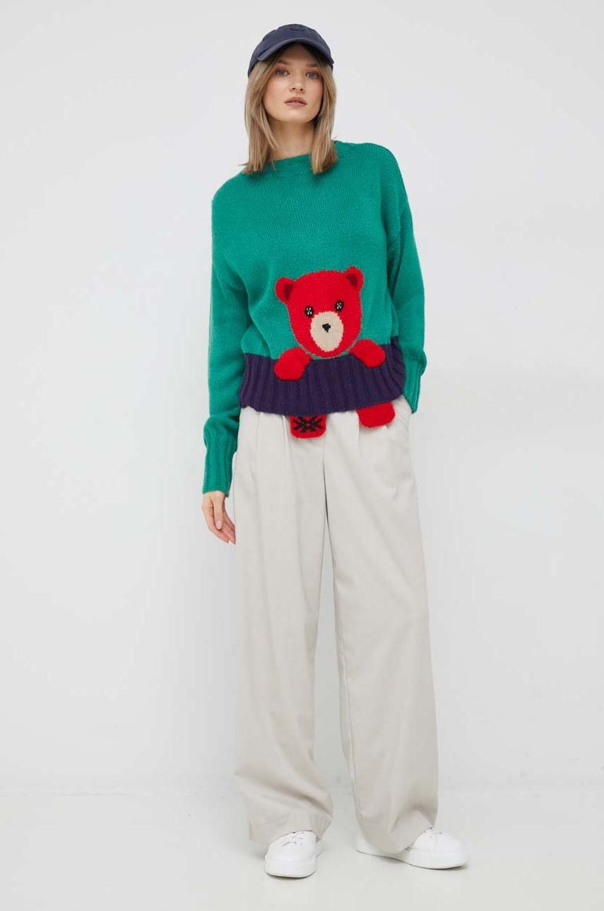 

Свитер United Colors of Benetton женский цвет зелёный лёгкий