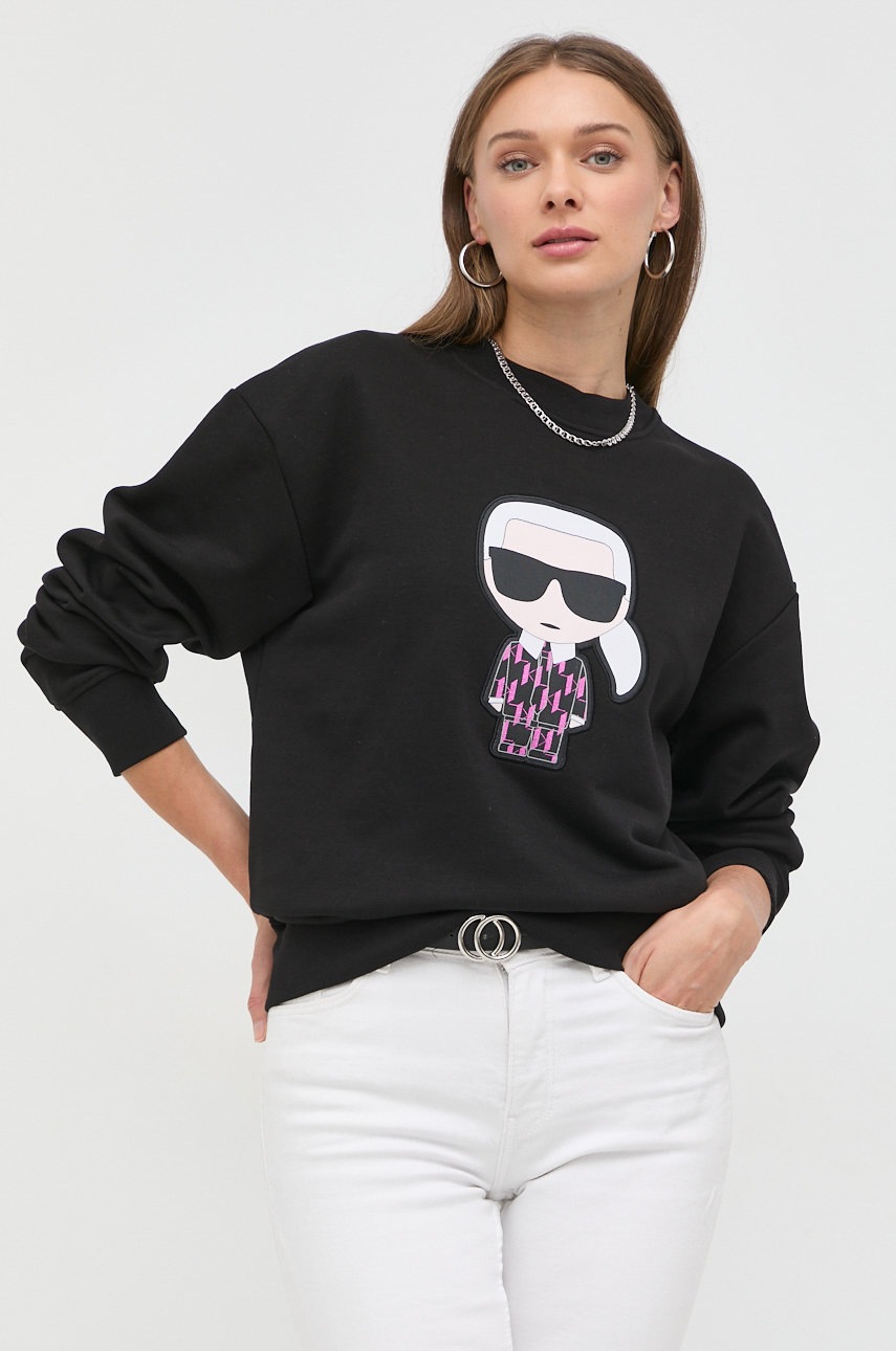 

Суичър Karl Lagerfeld в черно с апликация, Черен