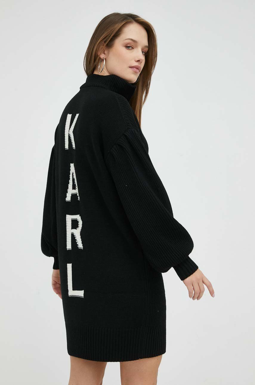 Karl Lagerfeld rochie din amestec de lana culoarea negru, mini, oversize 2023 ❤️ Pret Super answear imagine noua 2022