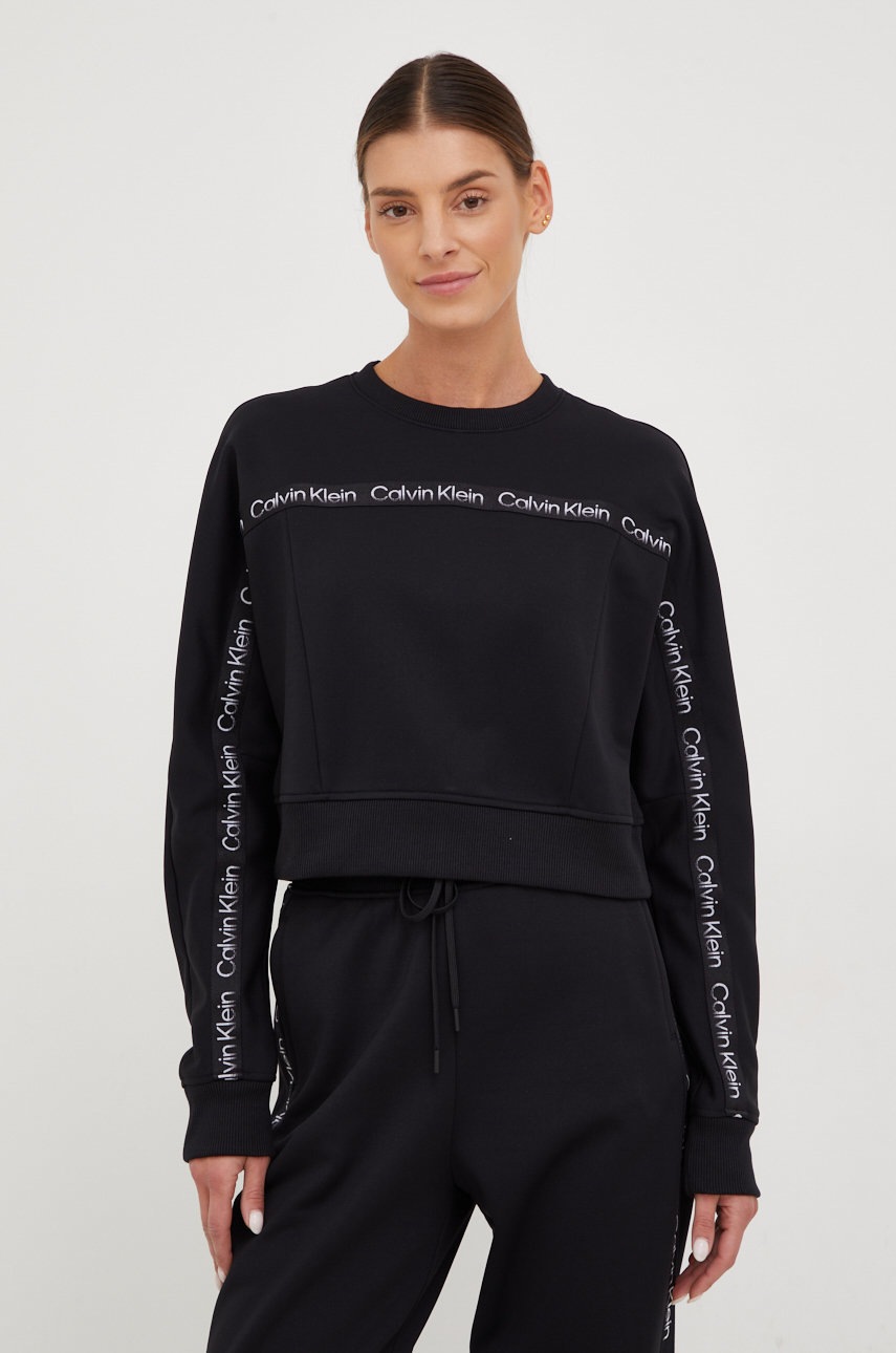 

Спортен суичър Calvin Klein Performance в черно с апликация, Черен