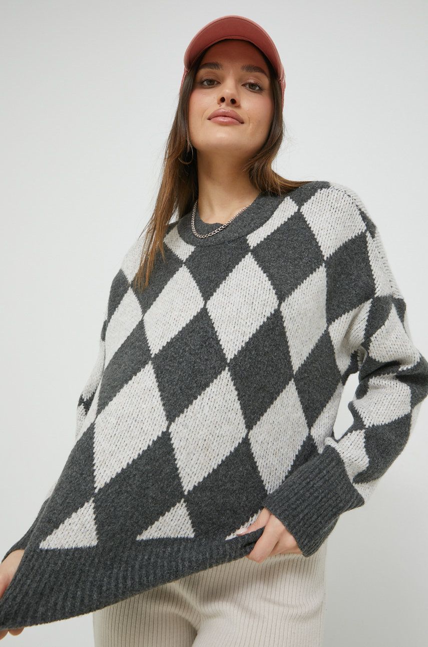 Abercrombie & Fitch pulover din amestec de lana femei, culoarea gri, Abercrombie imagine megaplaza.ro