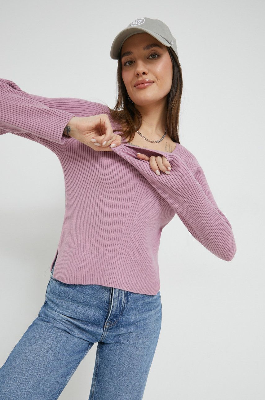 Abercrombie & Fitch pulover femei, culoarea violet, light Abercrombie imagine noua gjx.ro
