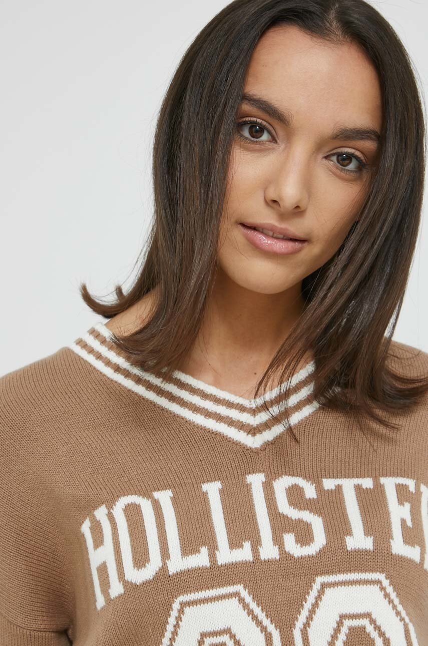 Hollister co. pulover femei, culoarea maro, light