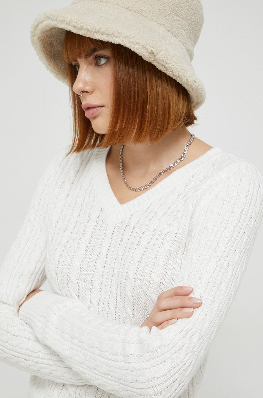 Hollister Co. sweter damski kolor biały lekki