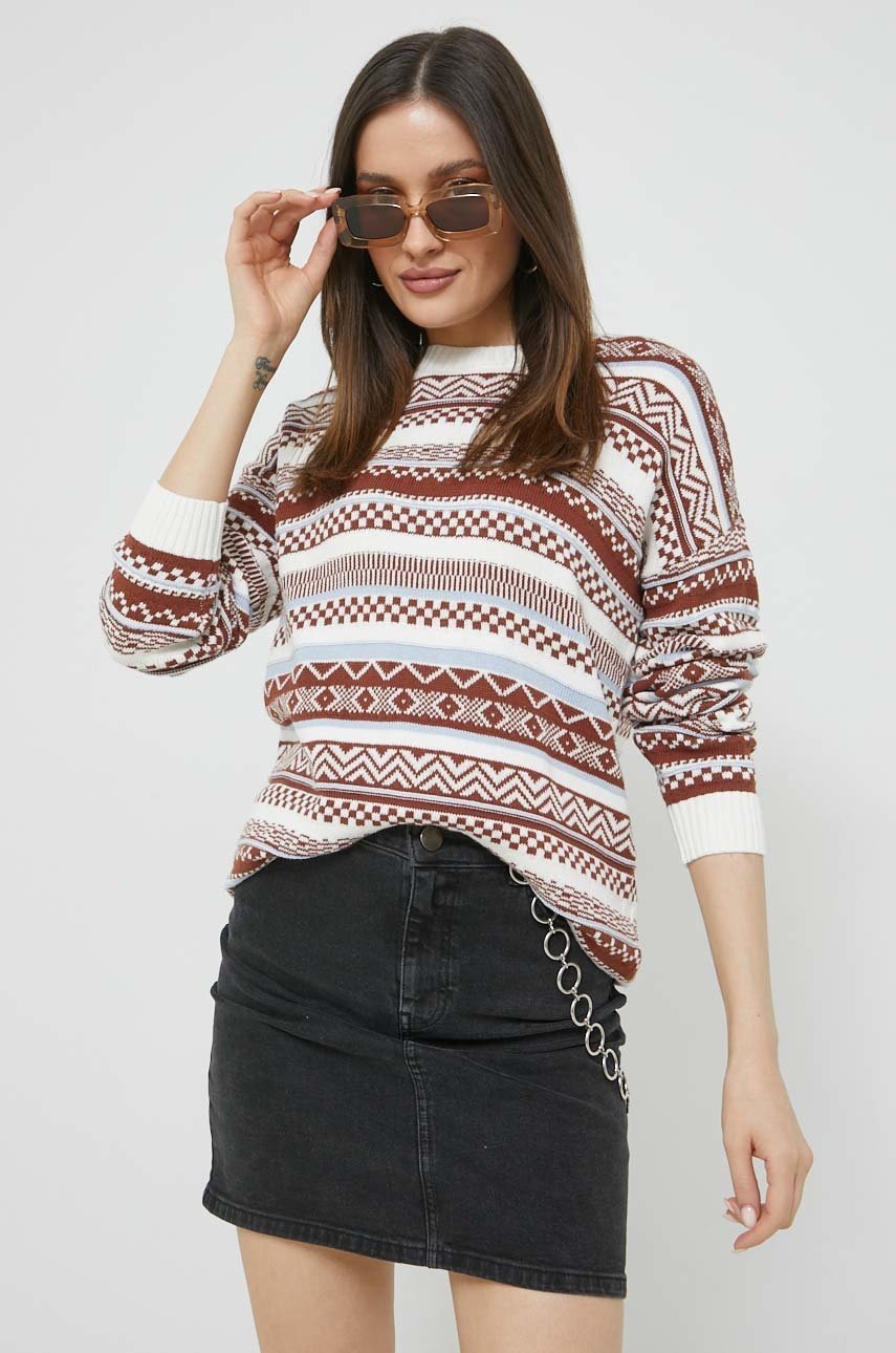 Hollister co. pulover de bumbac femei, culoarea maro, light