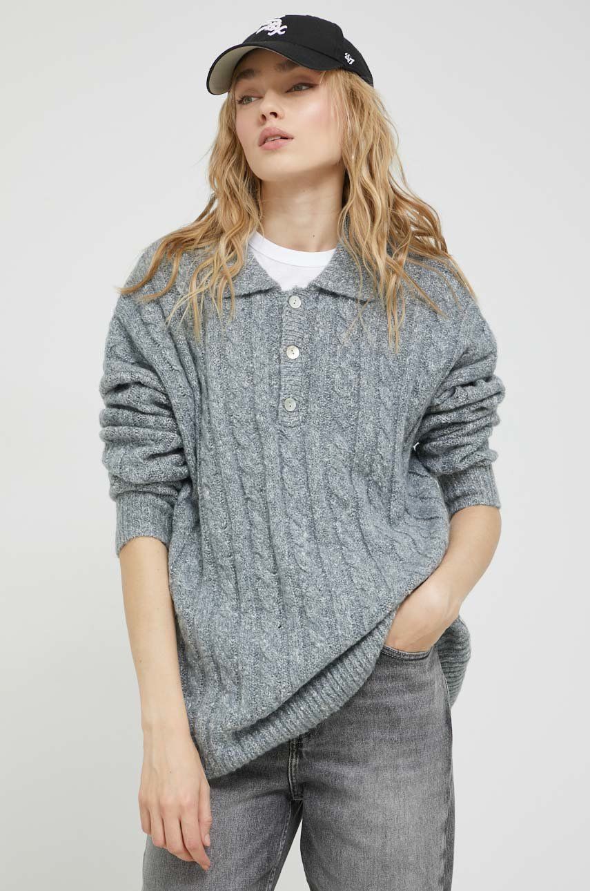 Volcom pulover femei, culoarea gri, călduros answear.ro imagine megaplaza.ro