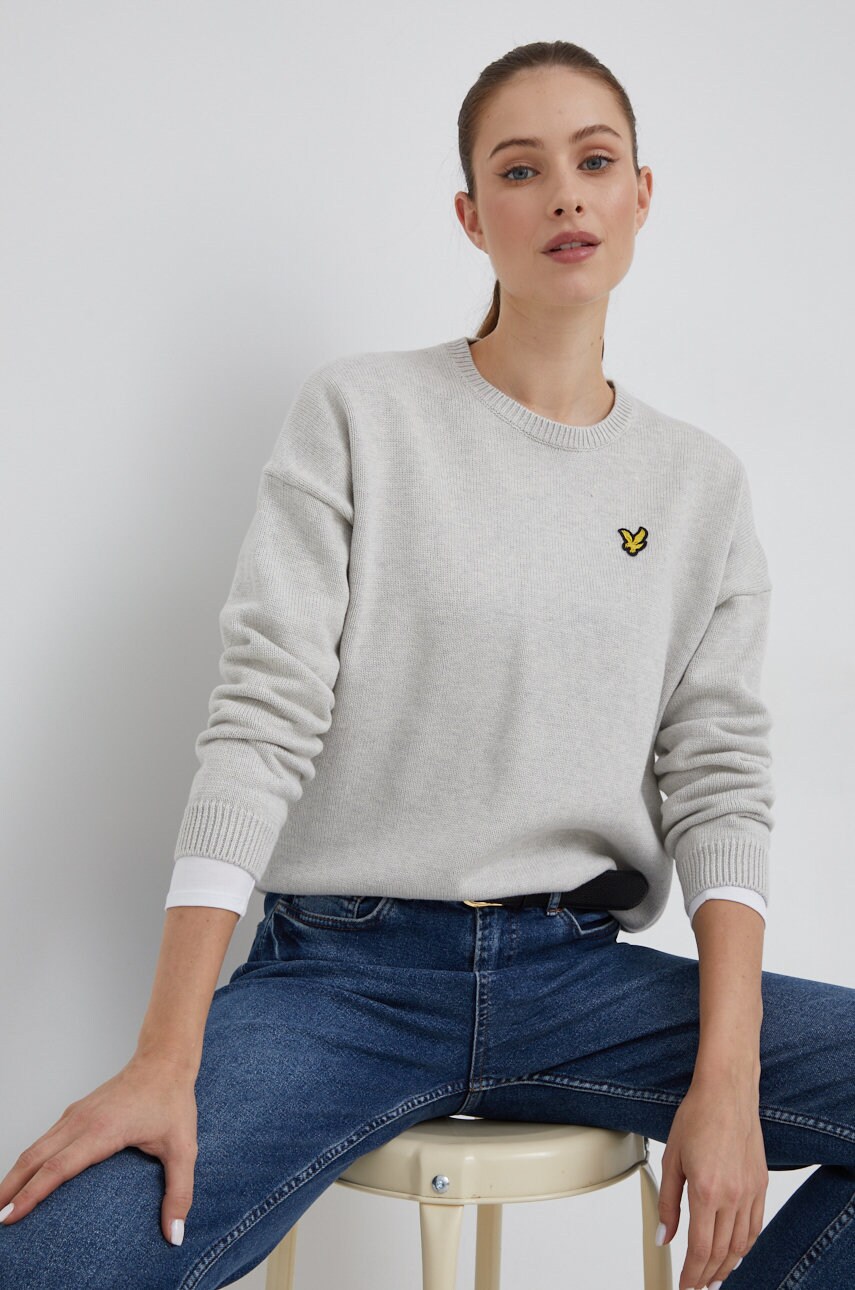 

Памучен пуловер Lyle & Scott дамски в сиво, Сив