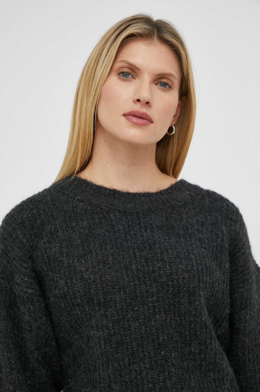 American Vintage pulover din amestec de lana femei, culoarea gri, călduros American