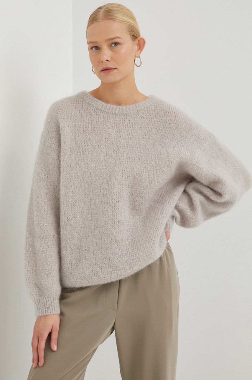 American Vintage pulover de lana femei, culoarea gri, light