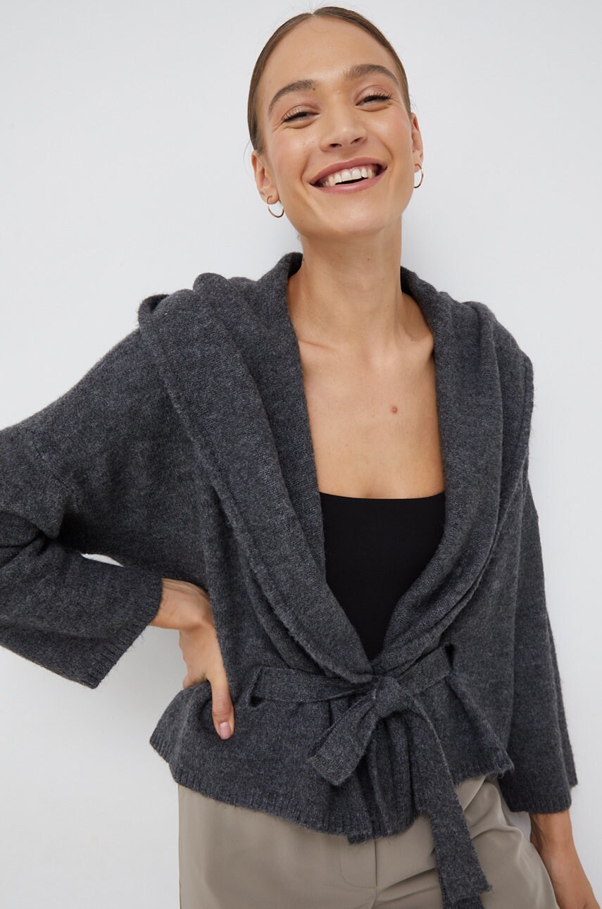 Sisley cardigan din amestec de lana femei, culoarea gri, light