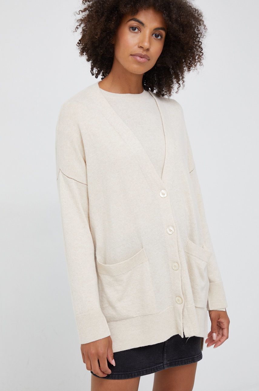 Sisley sweter z domieszką kaszmiru damski kolor beżowy lekki