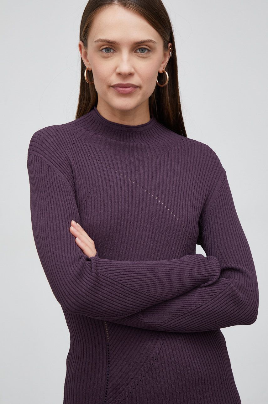 Sisley pulover femei, culoarea violet, light, cu turtleneck answear.ro
