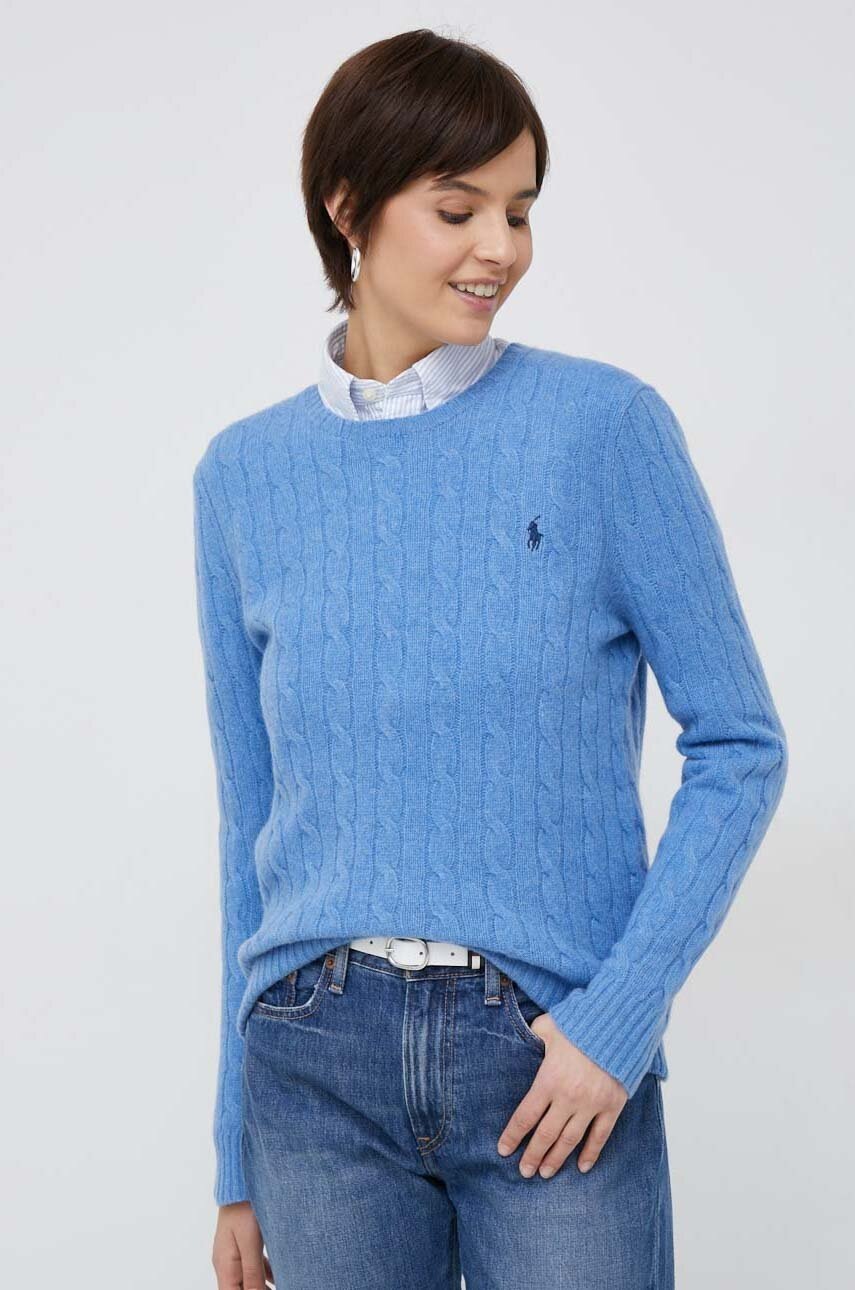 

Вълнен пуловер Polo Ralph Lauren Дамски в синьо, Син