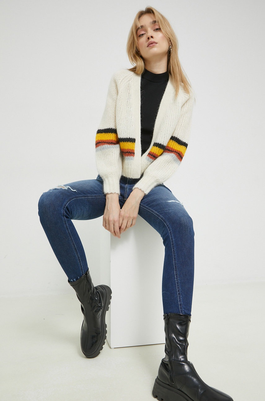 

Кардиган с примесью шерсти Superdry женский цвет бежевый
