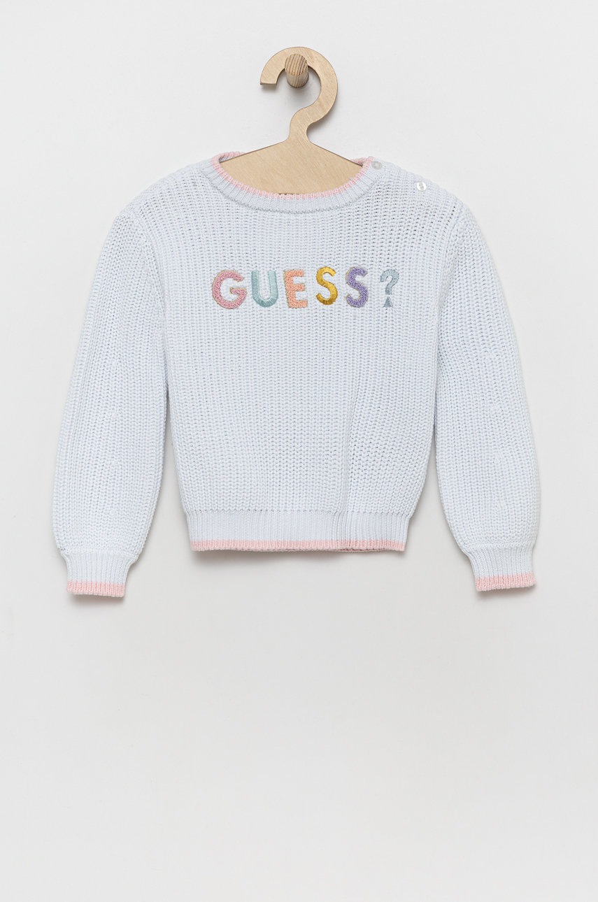

Детски памучен пуловер Guess в бяло от топла материя, Бял