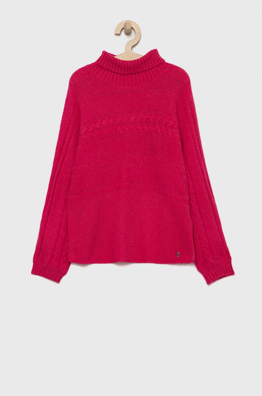 Дитячий светр з домішкою вовни Guess колір рожевий легкий