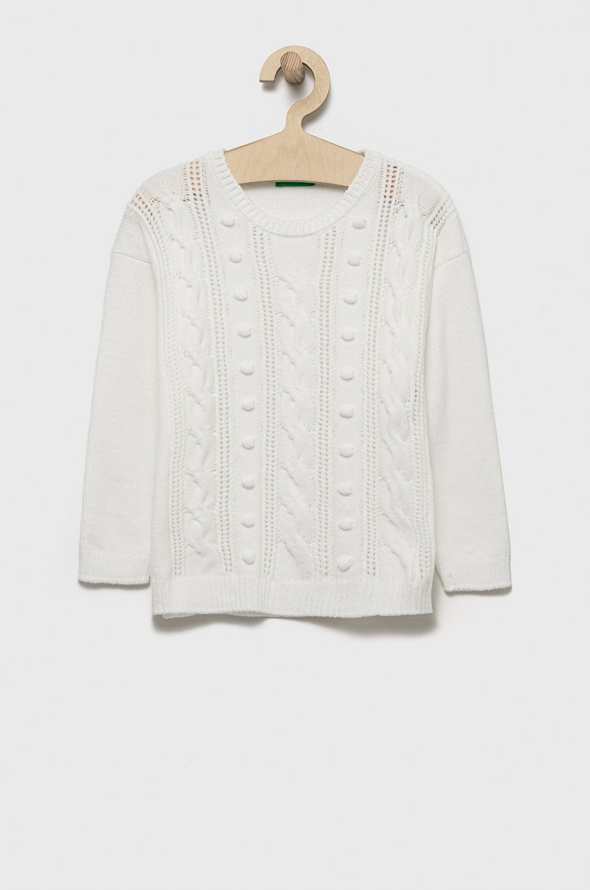 United Colors of Benetton pulover copii culoarea alb, light