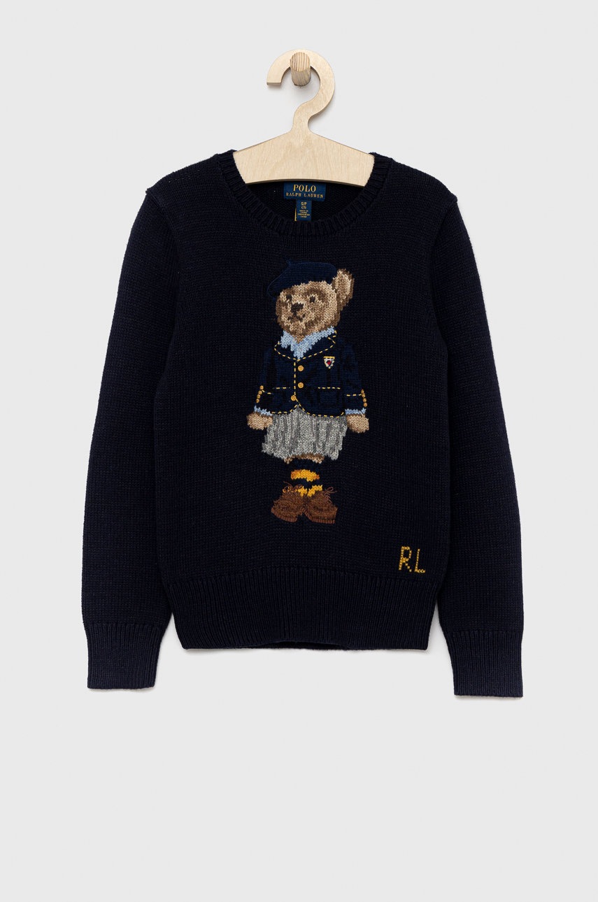 

Детски пуловер с вълна Polo Ralph Lauren в тъмносиньо, Тъмносин