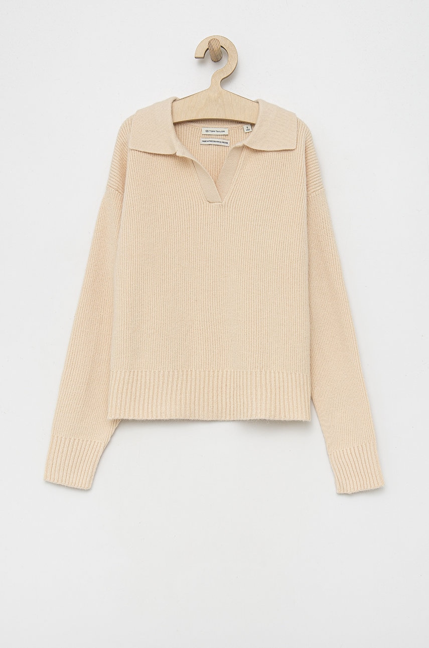 Tom Tailor pulover copii culoarea bej, light