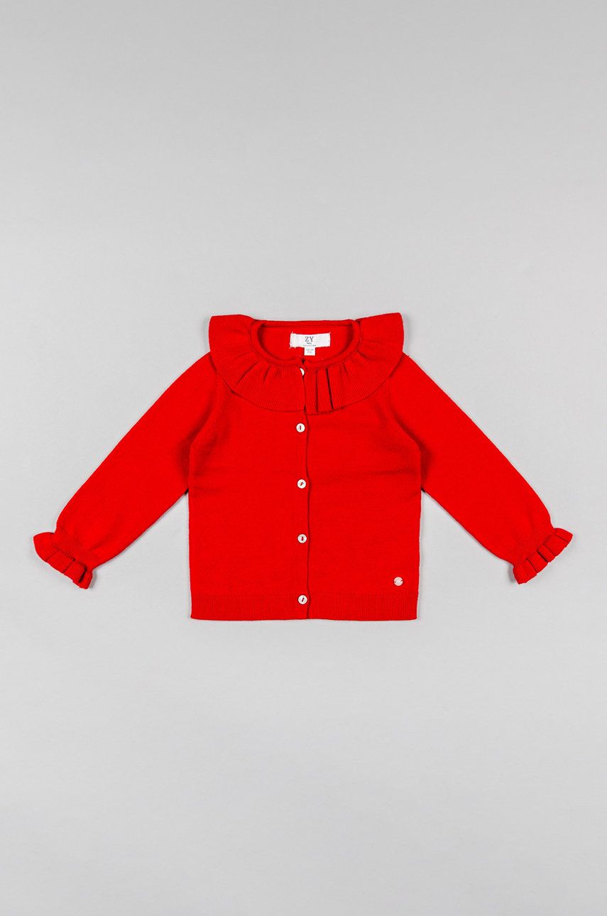 Dětský svetr zippy červená barva, lehký - červená -  52% Viskóza