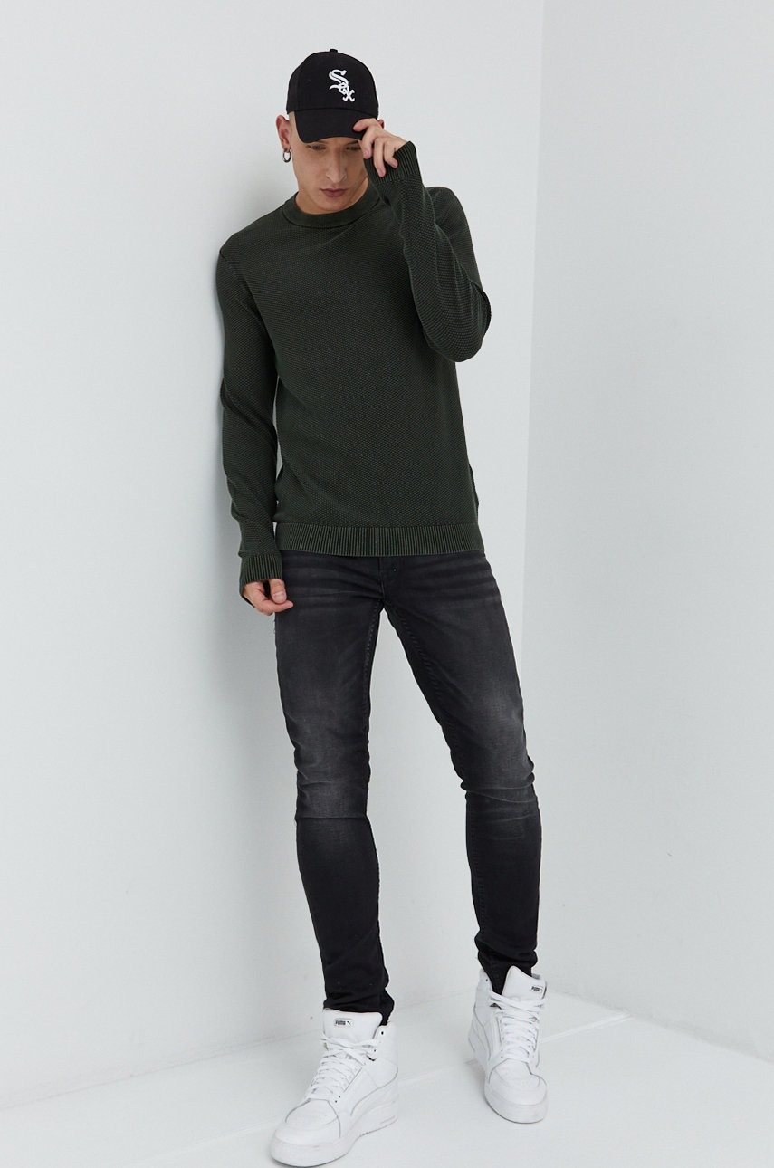 

Бавовняний светер Jack & Jones чоловічий колір зелений легкий