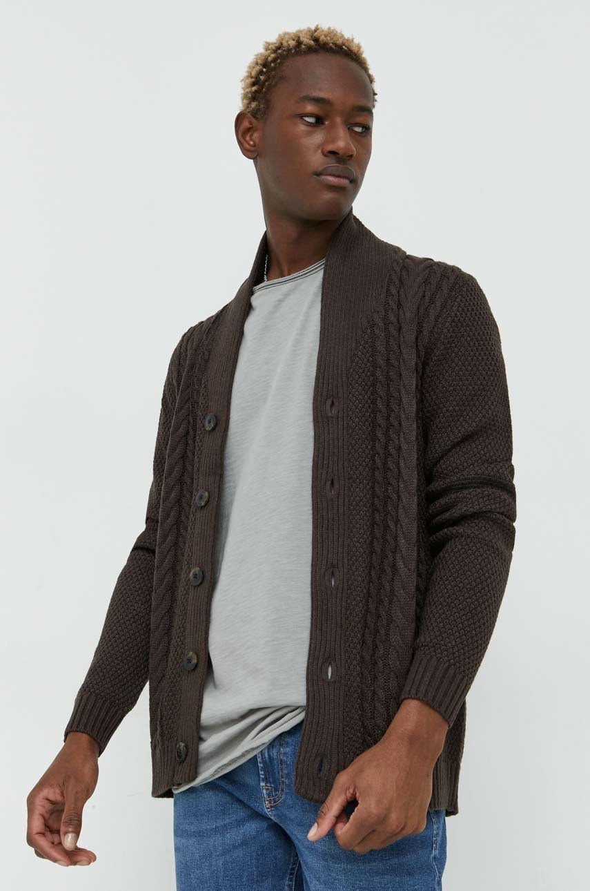 Jack & jones cardigan barbati, culoarea maro