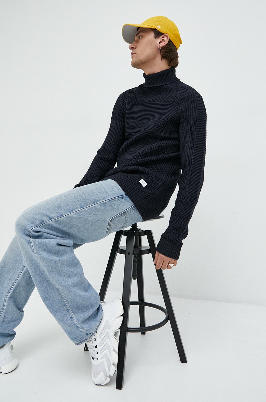 

Свитер Jack & Jones мужской цвет синий с гольфом
