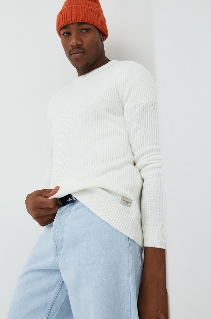 Jack & jones pulover barbati, culoarea alb,