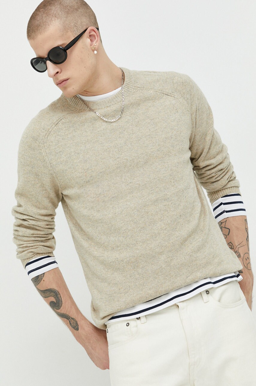 Only & sons pulover din amestec de lana barbati, culoarea bej, light
