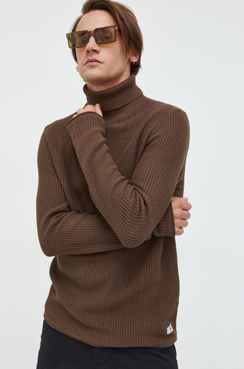 Premium by Jack&Jones pulover barbati, culoarea maro, light, cu guler answear.ro imagine noua