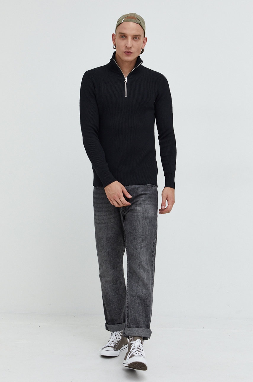 

Светр Jack & Jones чоловічий колір чорний півгольф