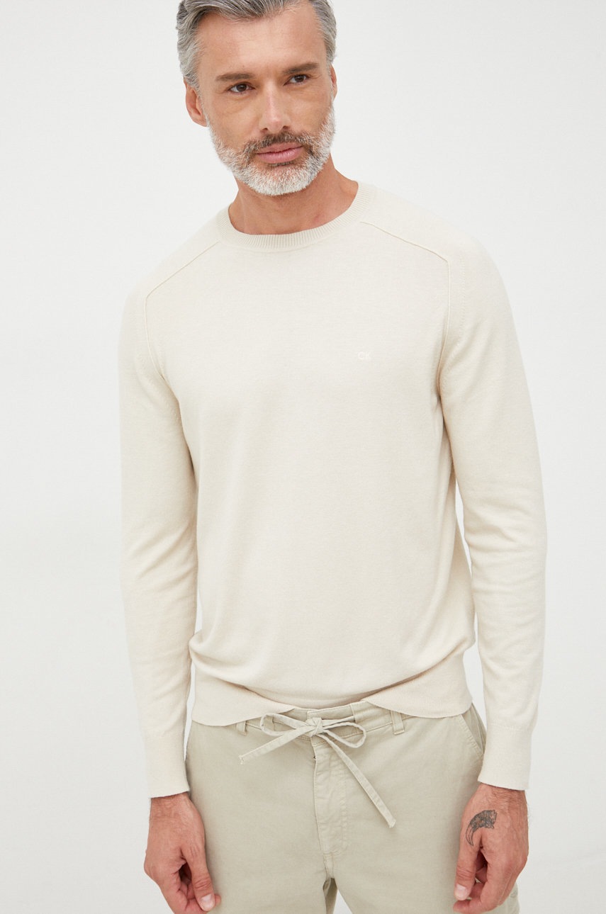 

Пуловер с кашмир Calvin Klein мъжки в бежово, Бежов