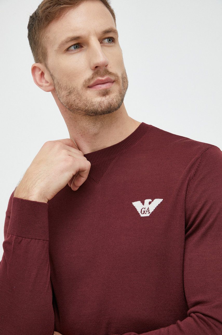 Emporio Armani sweter wełniany kolor bordowy