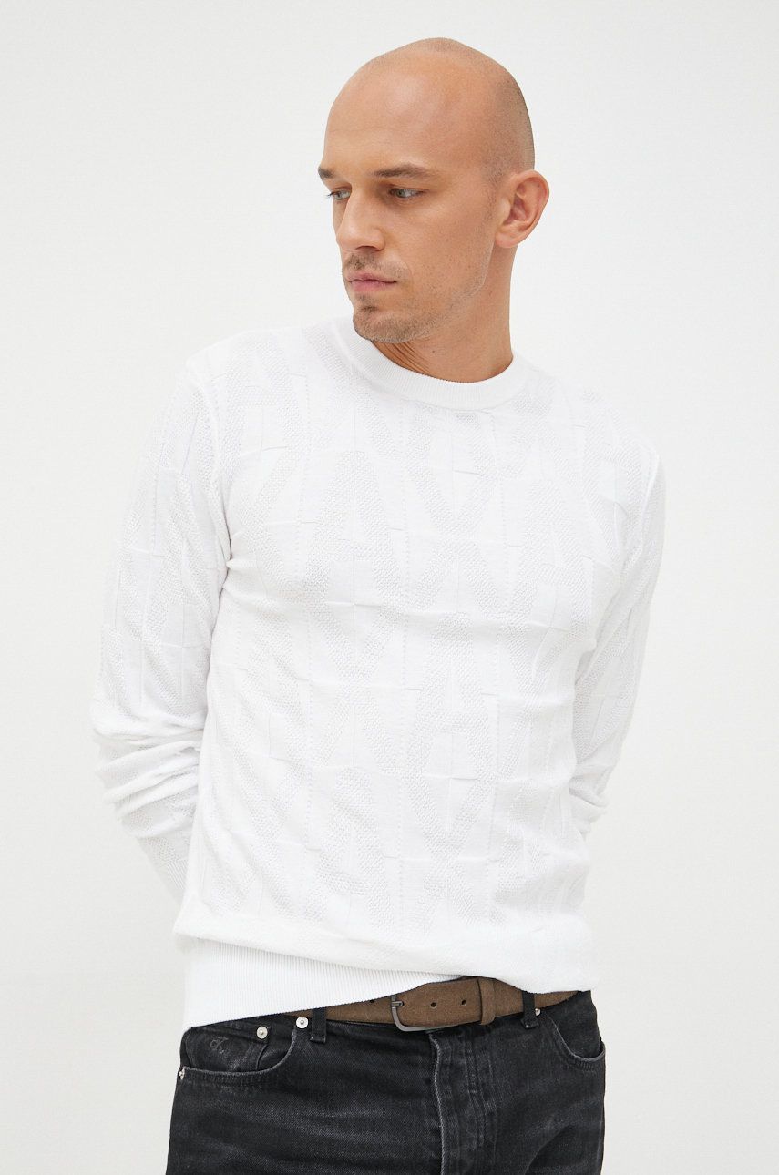 Armani Exchange pulover de bumbac barbati, culoarea alb, light answear.ro