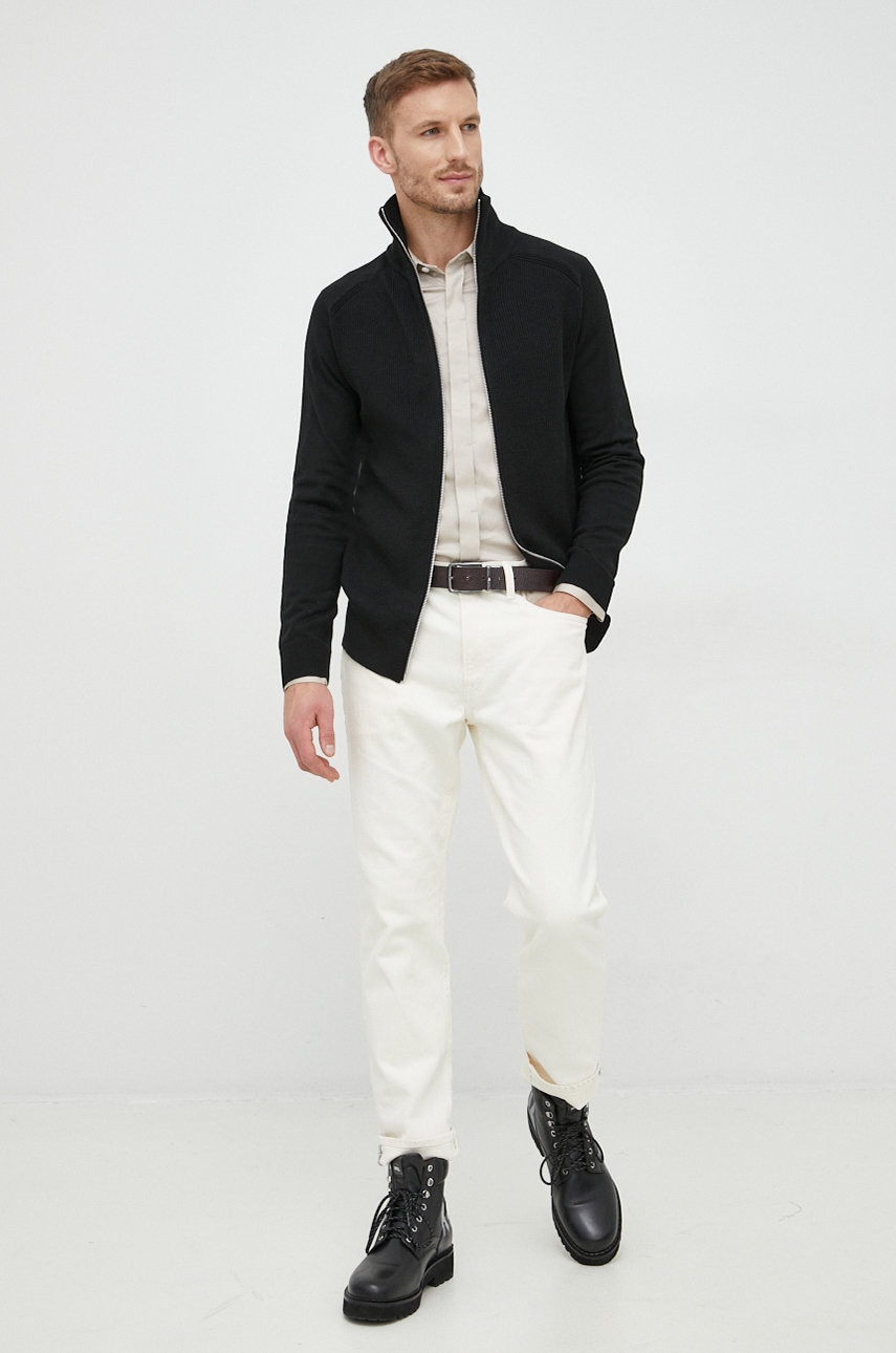 Armani Exchange pulover din amestec de lana barbati, culoarea negru
