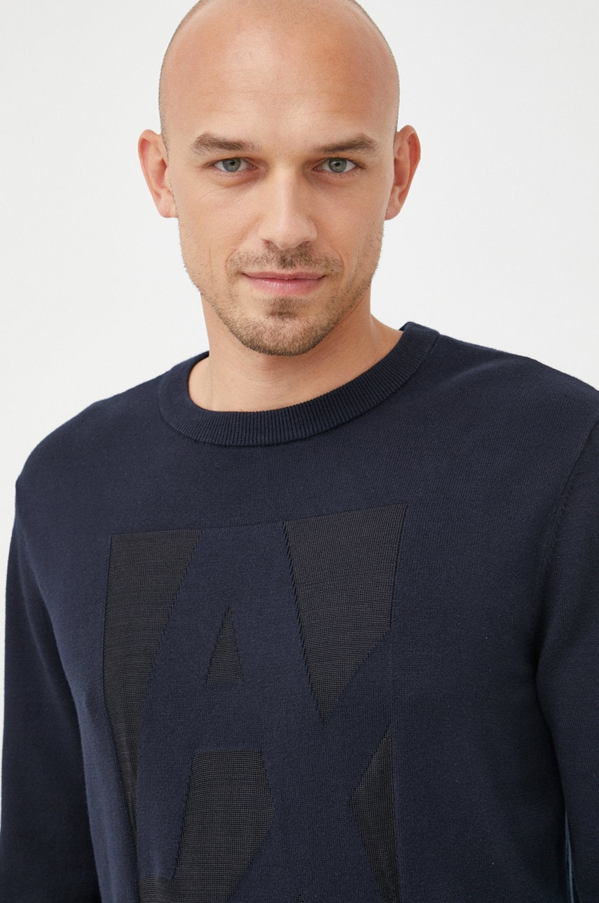 Armani Exchange pulover barbati, culoarea albastru marin, light