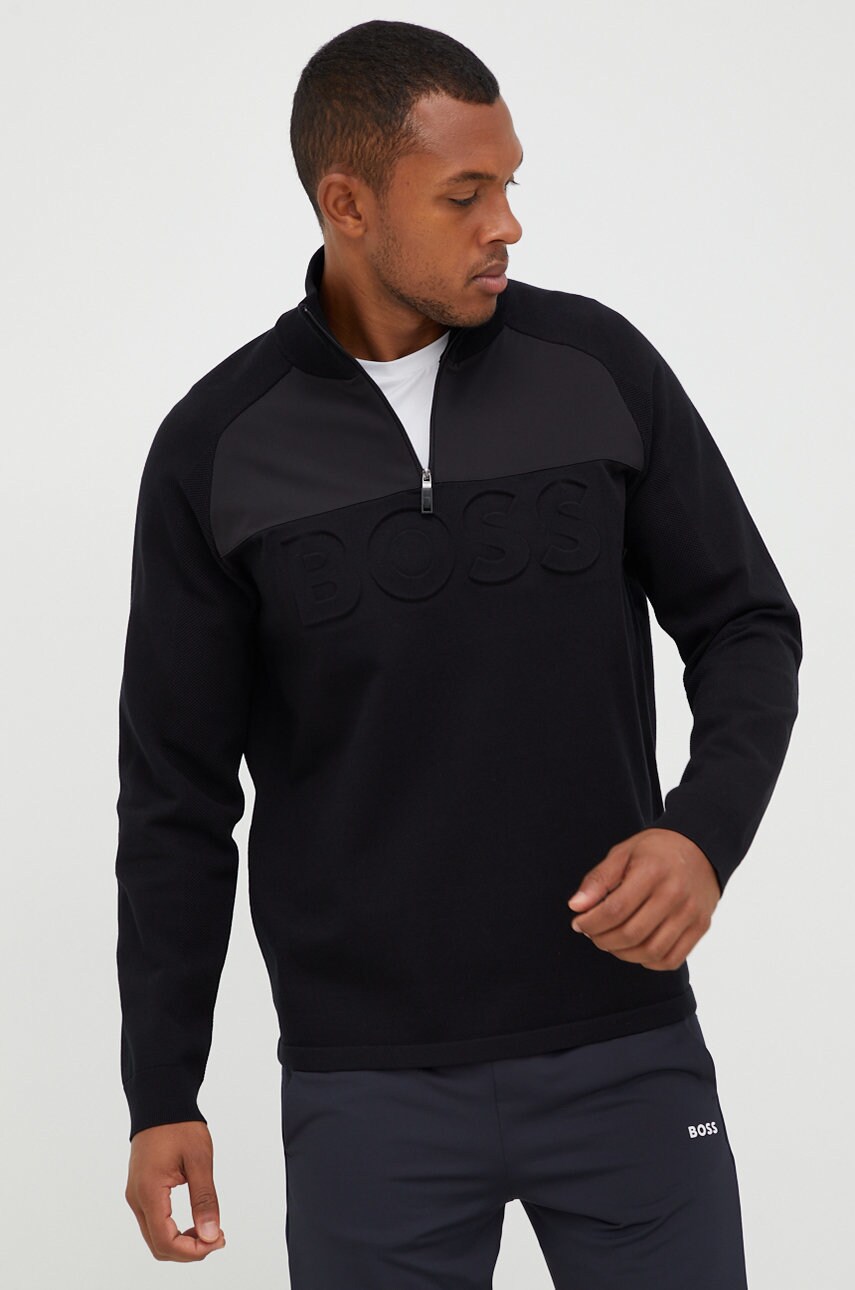 Boss pulover boss athleisure barbati, culoarea negru, light, cu turtleneck