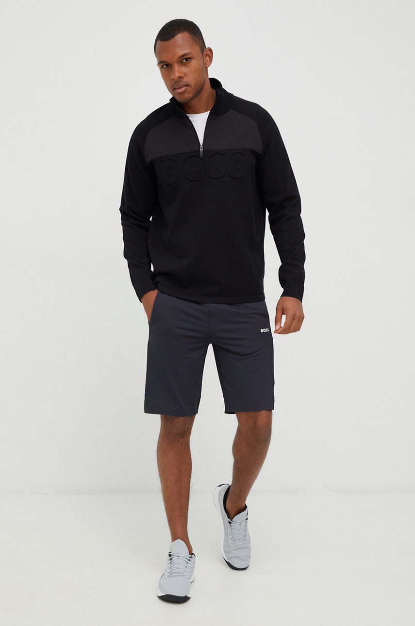 

Светр BOSS Boss Athleisure чоловічий колір чорний легкий півгольф