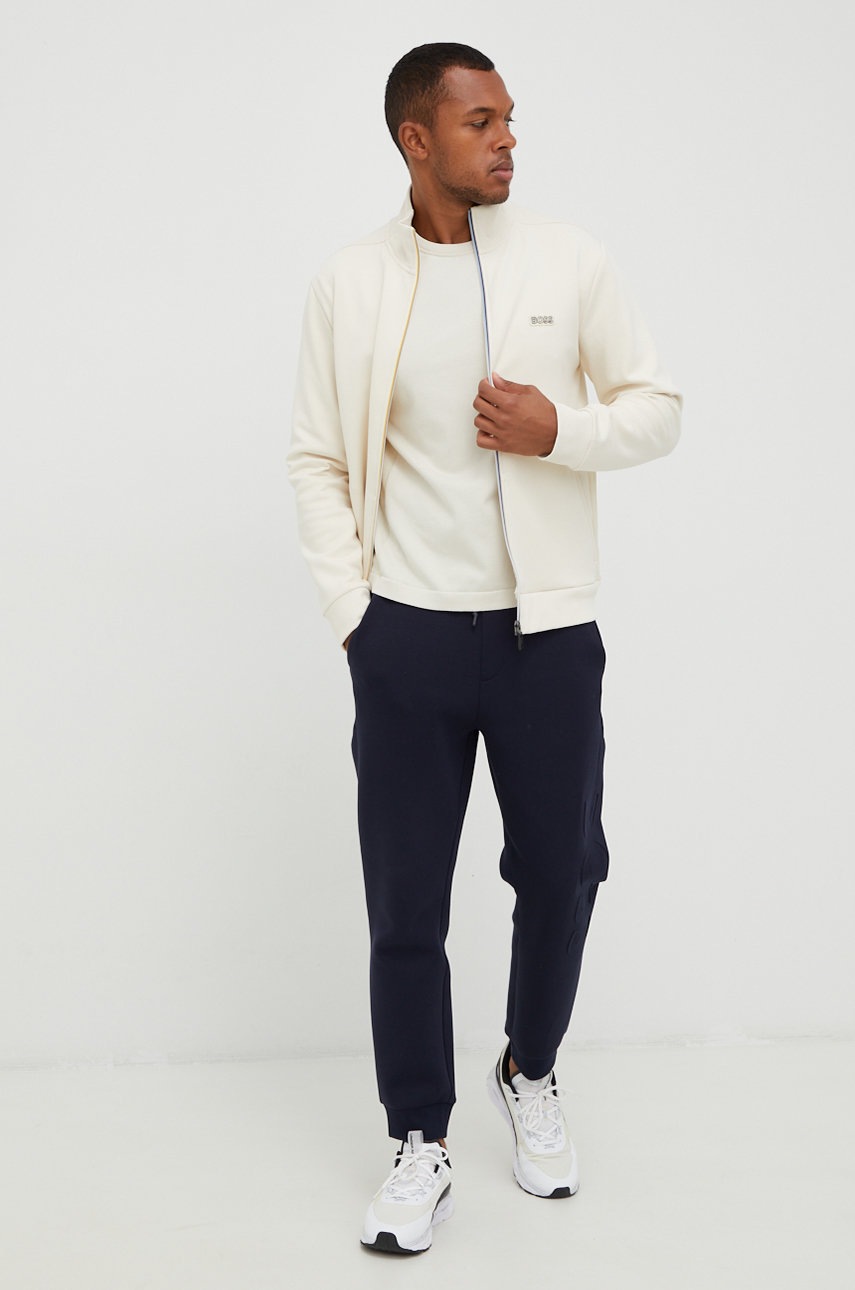 

Кофта BOSS Boss Athleisure чоловіча колір бежевий з аплікацією