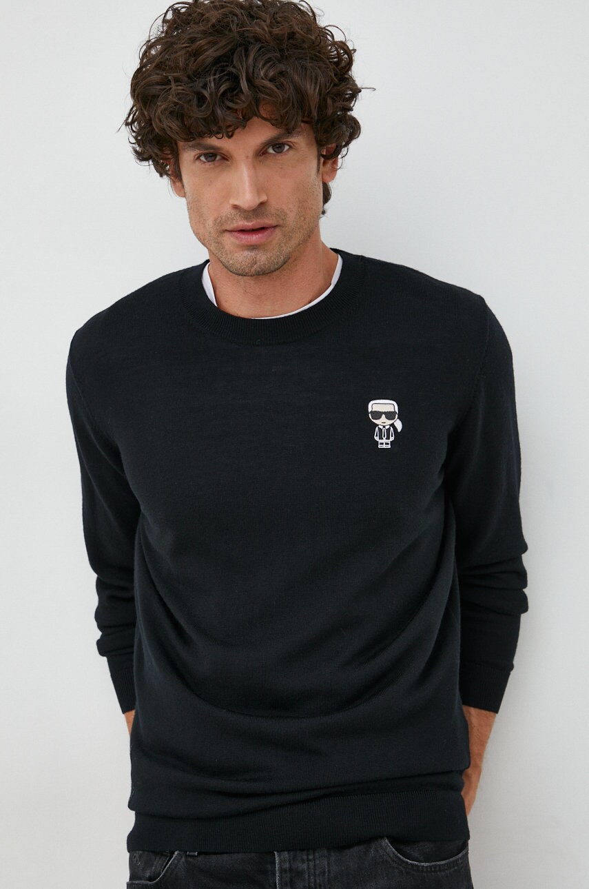 Karl lagerfeld pulover de lana barbati, culoarea negru, light