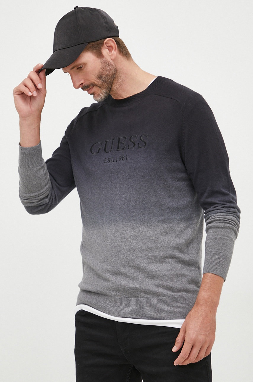 

Пуловер с вълна Guess мъжки в сиво, Сив